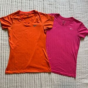 Nike Women's Vivid Orange and Bold Pink Tees